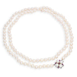 Vintage White Gold Pink Sapphire & Pearl Strand Necklace