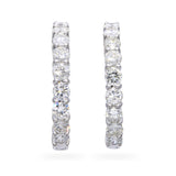 18k White Gold 4.29ctw Diamond Inside-Outside Hoop Earrings