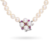 Vintage White Gold Pink Sapphire & Pearl Strand Necklace