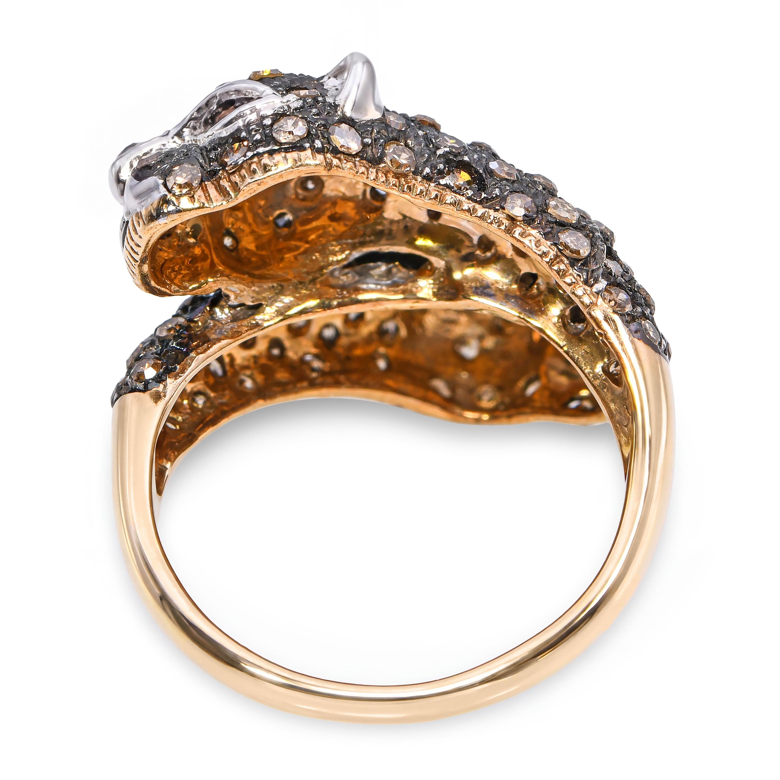 10k Yellow Gold Fancy Brown Diamond Panthere Ring