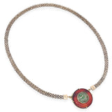 Vintage Yellow Gold Carnelian and Carved Jade Pendant Necklace