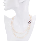 Vintage White Gold Pink Sapphire & Pearl Strand Necklace