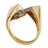 Vintage Two-Tone 18k Gold Sapphire Diamond Bypass Ring
