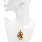 Vintage 18k Yellow Gold Corletto Ruby and Diamond Minatare Portrait Pendant