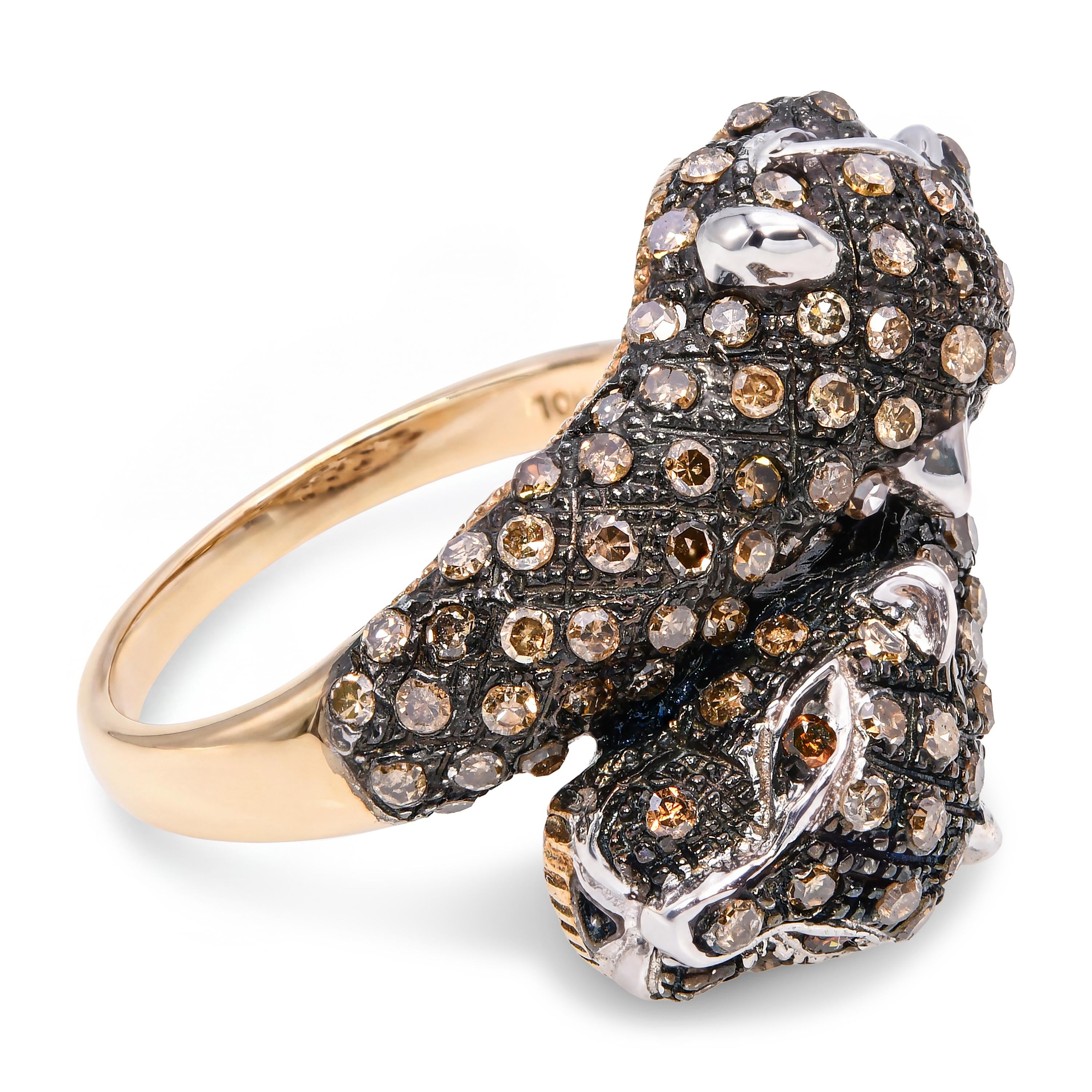 10k Yellow Gold Fancy Brown Diamond Panthere Ring