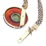 Vintage Yellow Gold Carnelian and Carved Jade Pendant Necklace