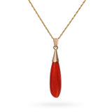 Vintage Yellow Gold Coral Drop Pendant Necklace