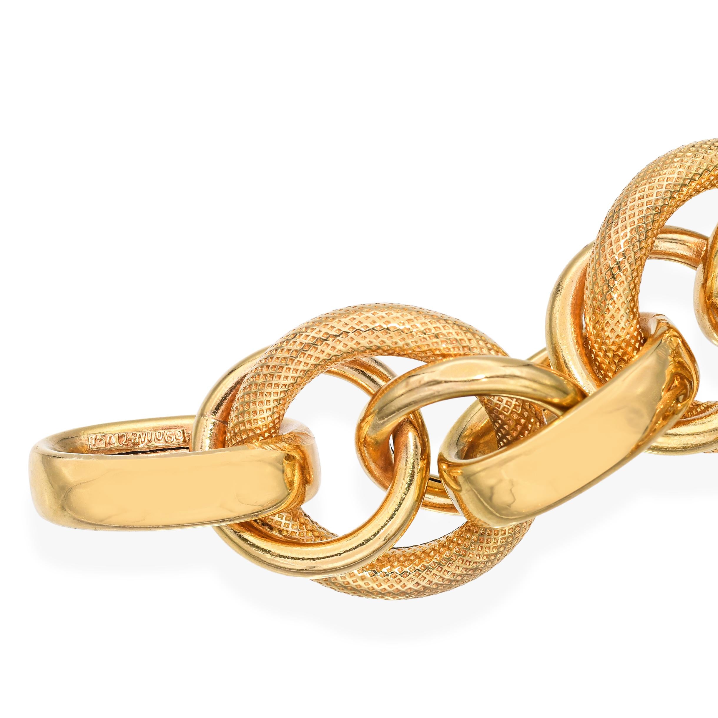 Vintage 18k Yellow Gold Mixed Link Chain Bracelet