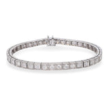 Vintage 14k White Gold 3.48ctw Diamond Line Bracelet