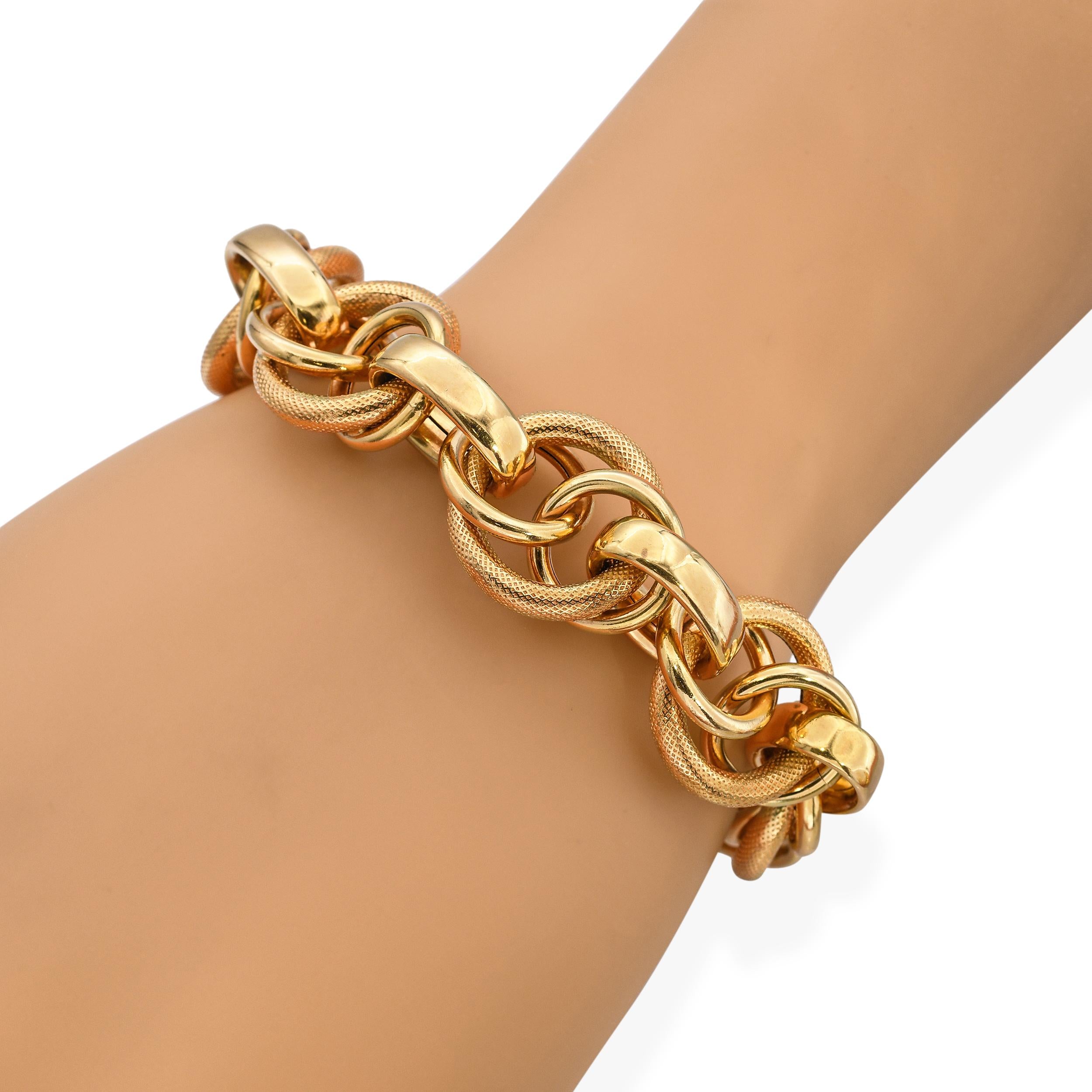 Vintage 18k Yellow Gold Mixed Link Chain Bracelet