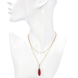 Vintage Yellow Gold Coral Drop Pendant Necklace