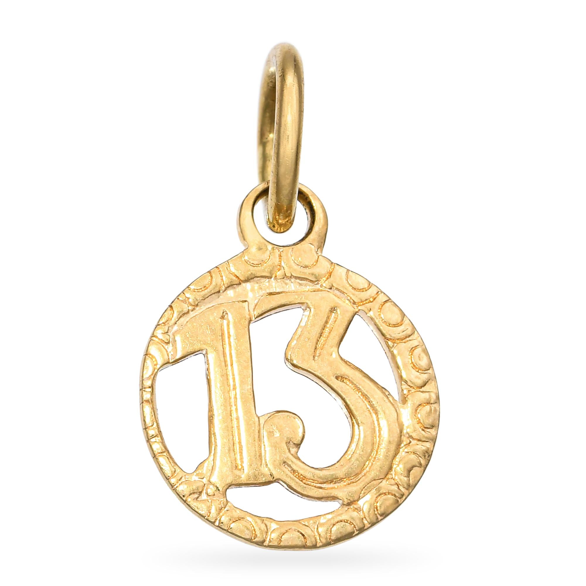 Vintage 18k Yellow Gold Lucky Number Thirteen Pendant