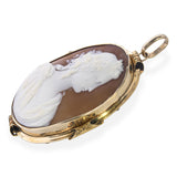Vintage 14k Yellow Gold Neoclassical Woman Cameo Pendant