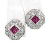 18k White Gold Diamond and Ruby Earrings