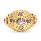 Antique 21k Yellow Gold Brown Rose Cut Diamond Ring