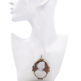 Vintage 14k Yellow Gold Neoclassical Woman Cameo Pendant