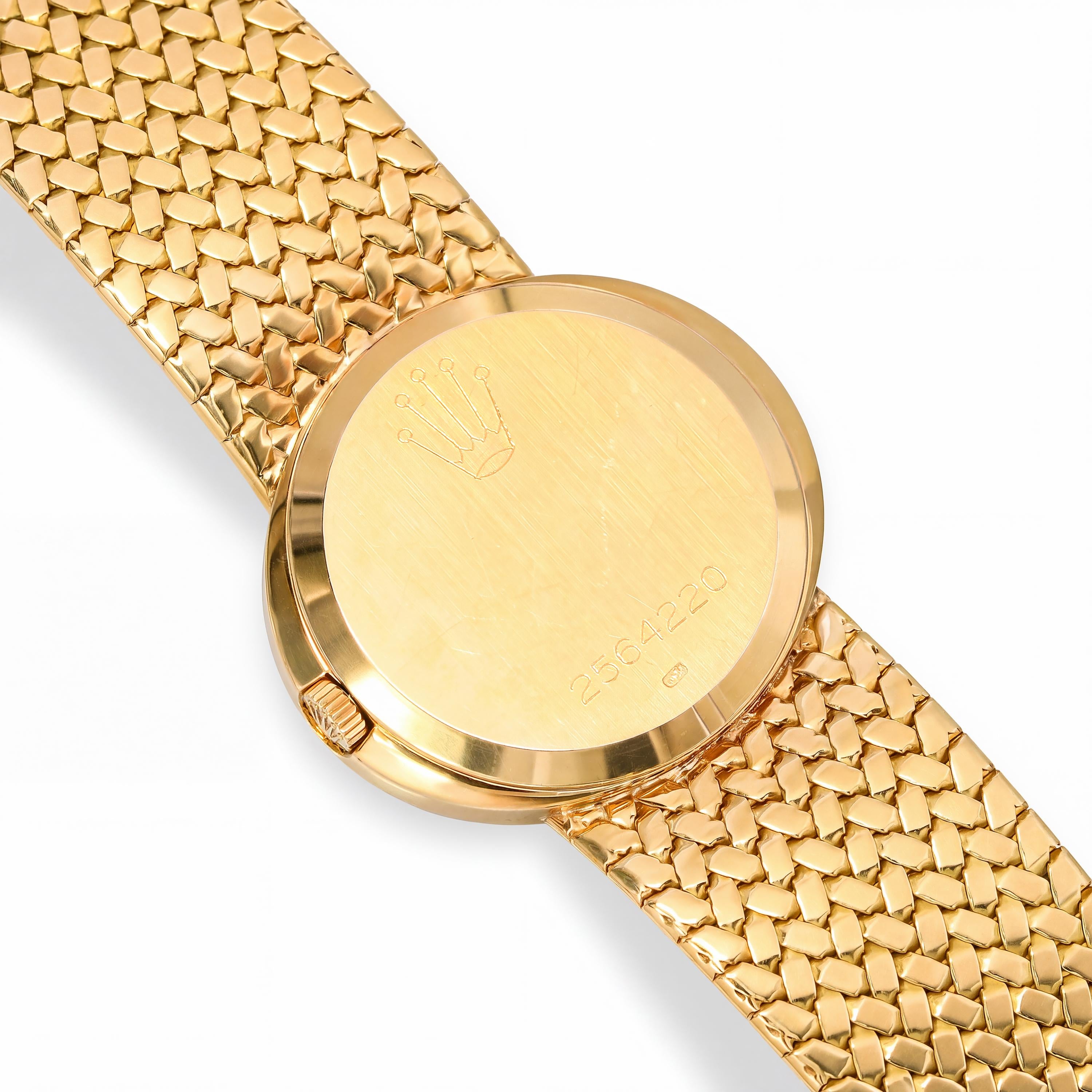 Vintage 1969 18k Yellow Gold Rolex Cellini Vignette Dial Watch Ref 3818