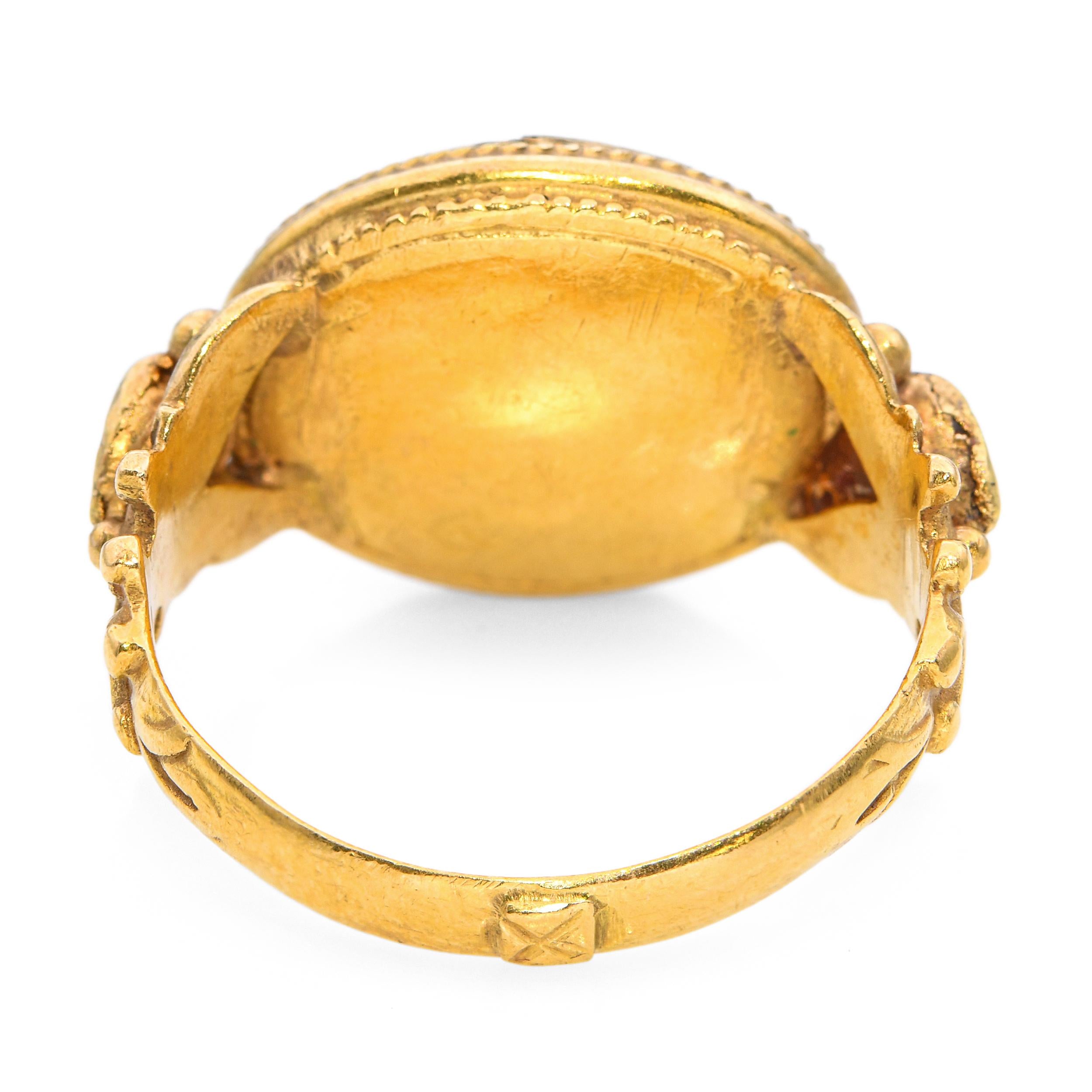 Antique 21k Yellow Gold Brown Rose Cut Diamond Ring