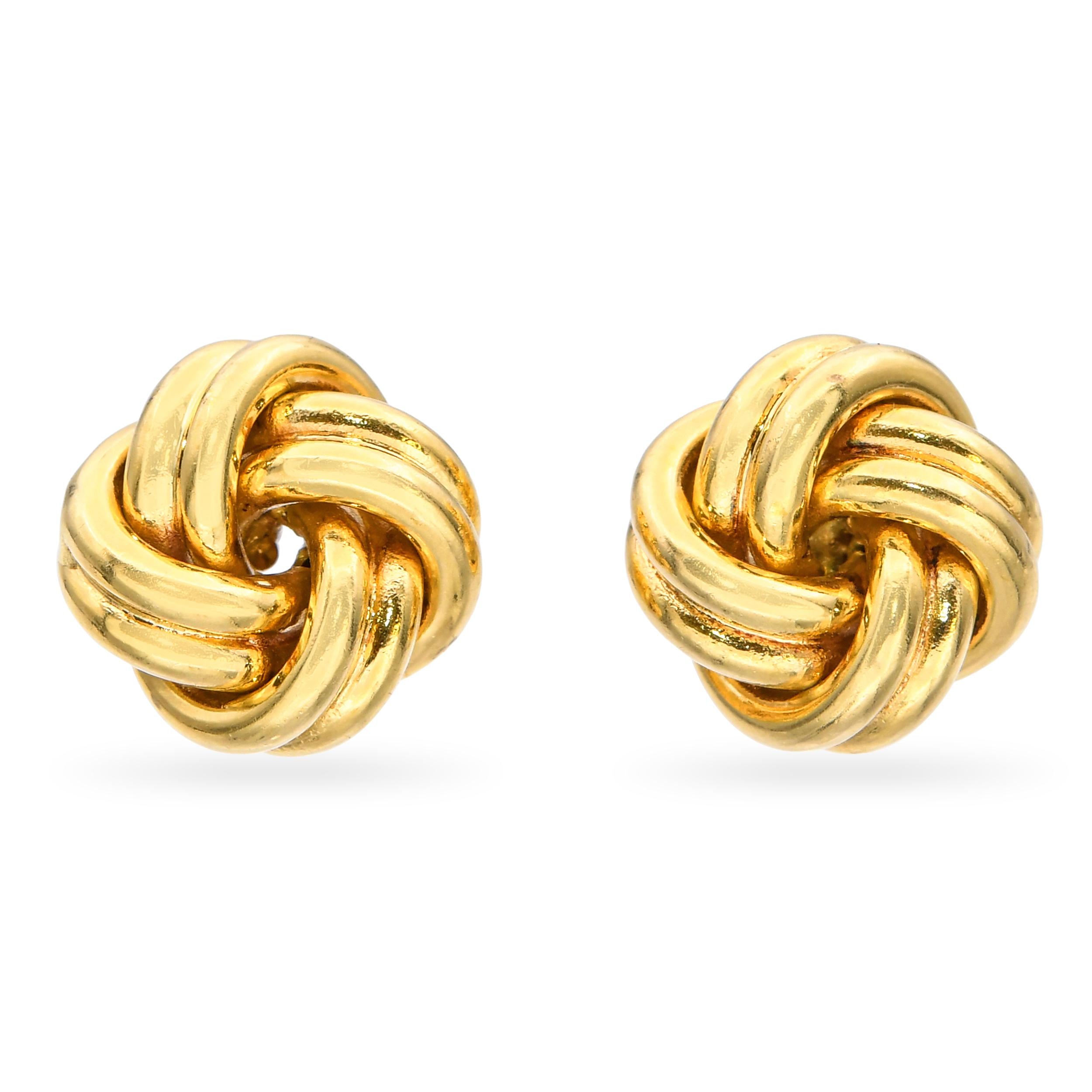 18k Yellow Gold Love Knot Stud Earrings