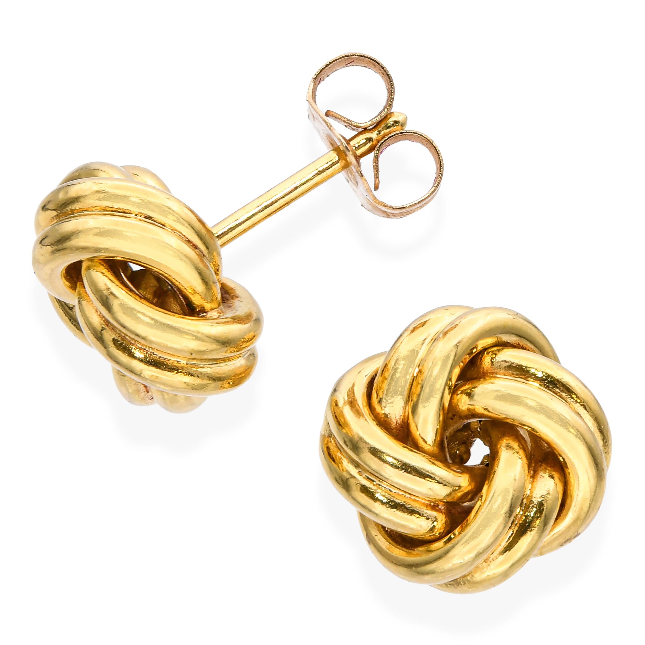 18k Yellow Gold Love Knot Stud Earrings