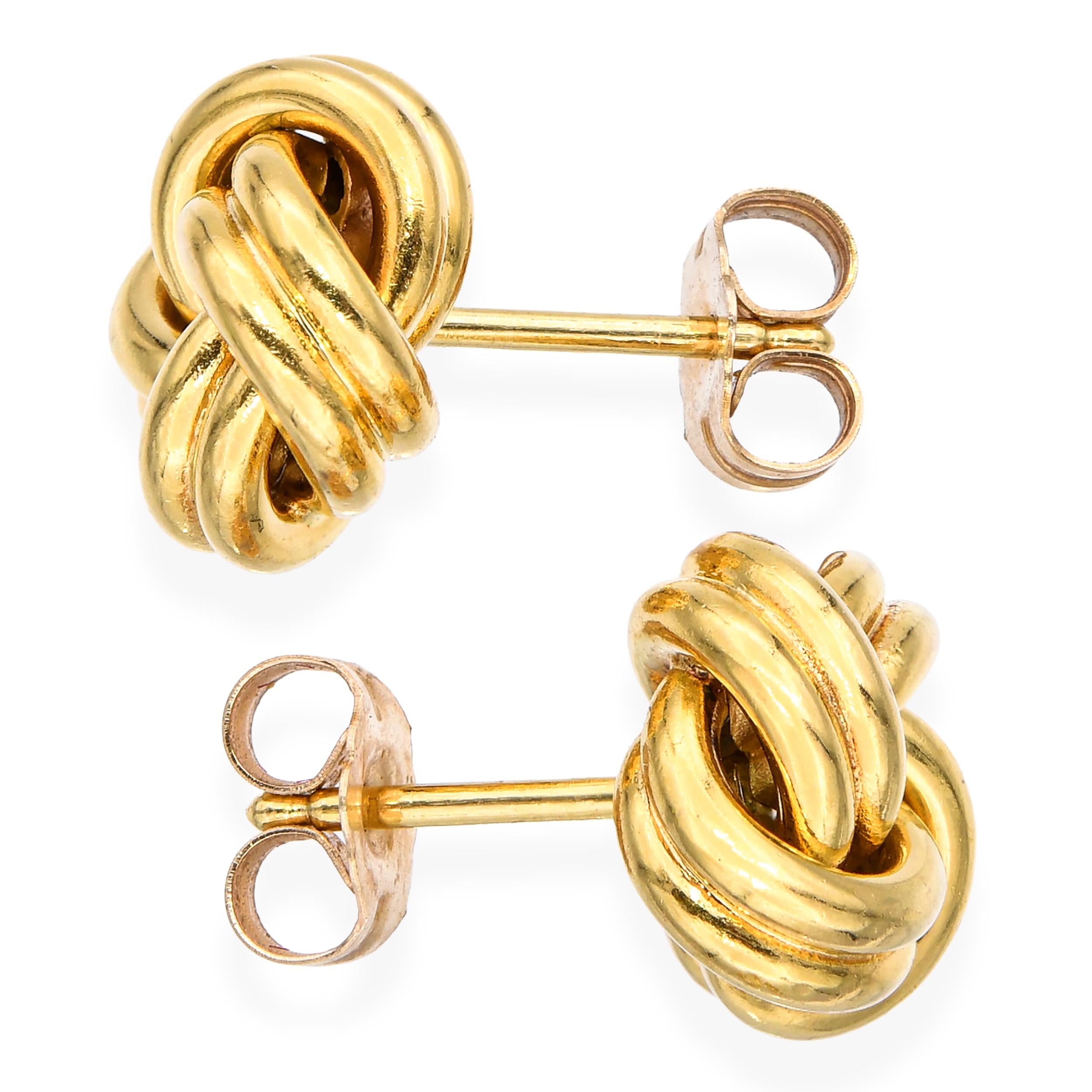 18k Yellow Gold Love Knot Stud Earrings