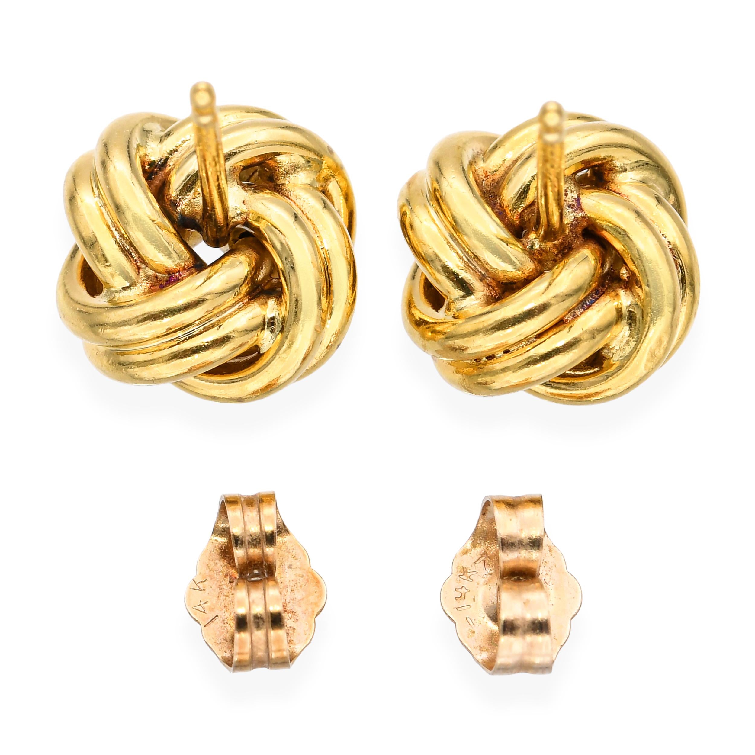 18k Yellow Gold Love Knot Stud Earrings