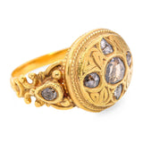 Antique 21k Yellow Gold Brown Rose Cut Diamond Ring