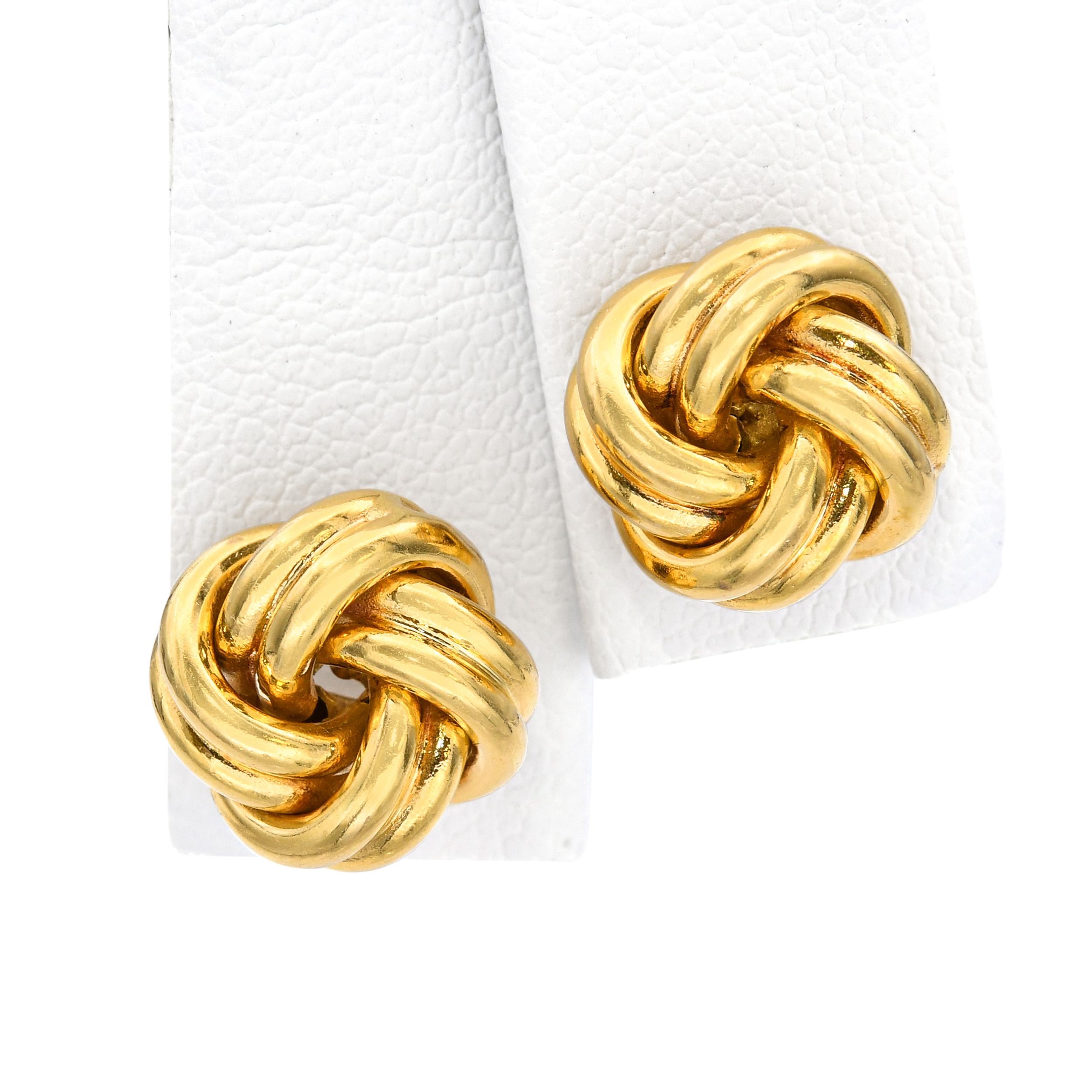 18k Yellow Gold Love Knot Stud Earrings