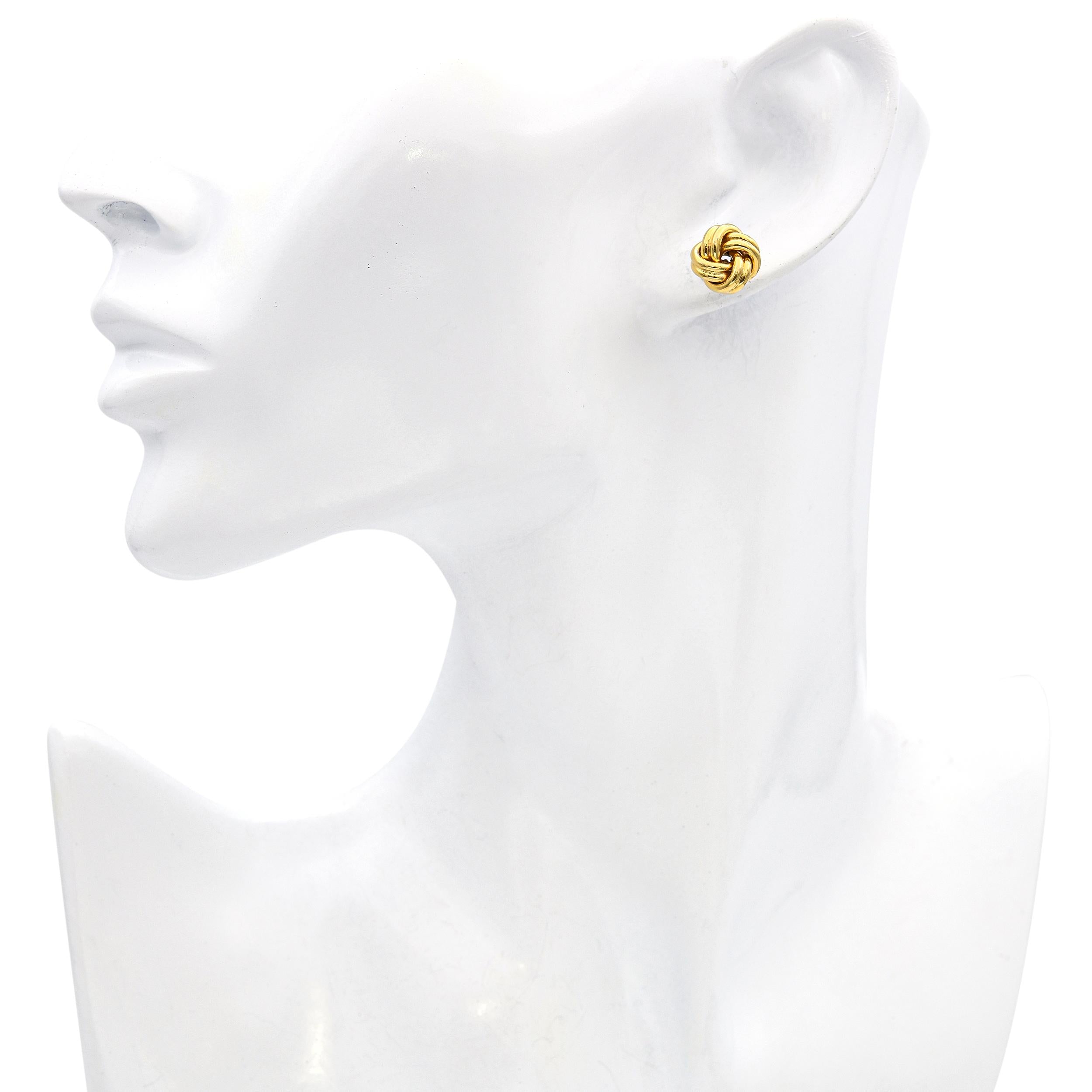 18k Yellow Gold Love Knot Stud Earrings