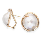 Vintage 14k Yellow Gold Mabe Pearl Earrings