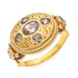 Antique 21k Yellow Gold Brown Rose Cut Diamond Ring