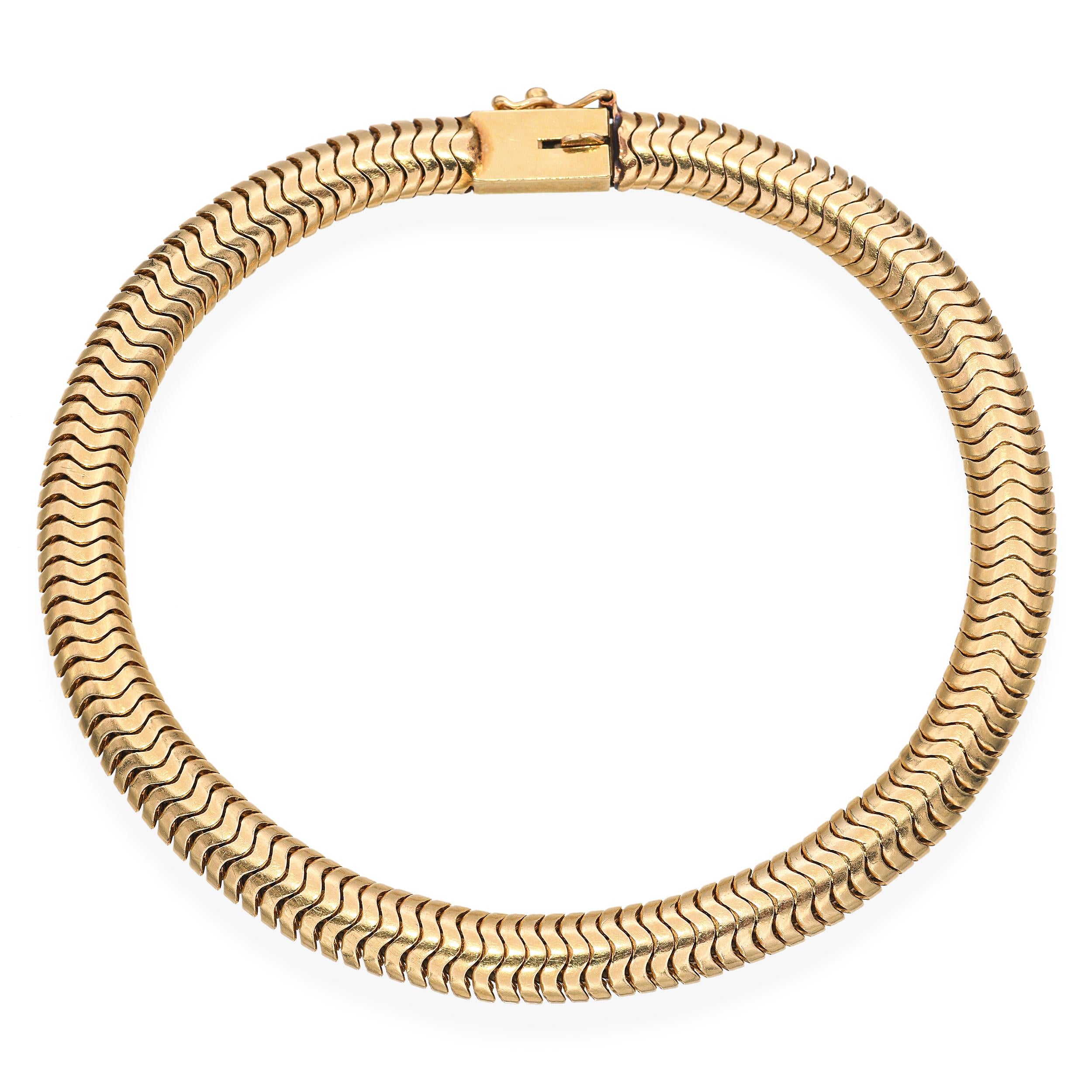 Vintage 14k Yellow Gold Snake Chain Bracelet