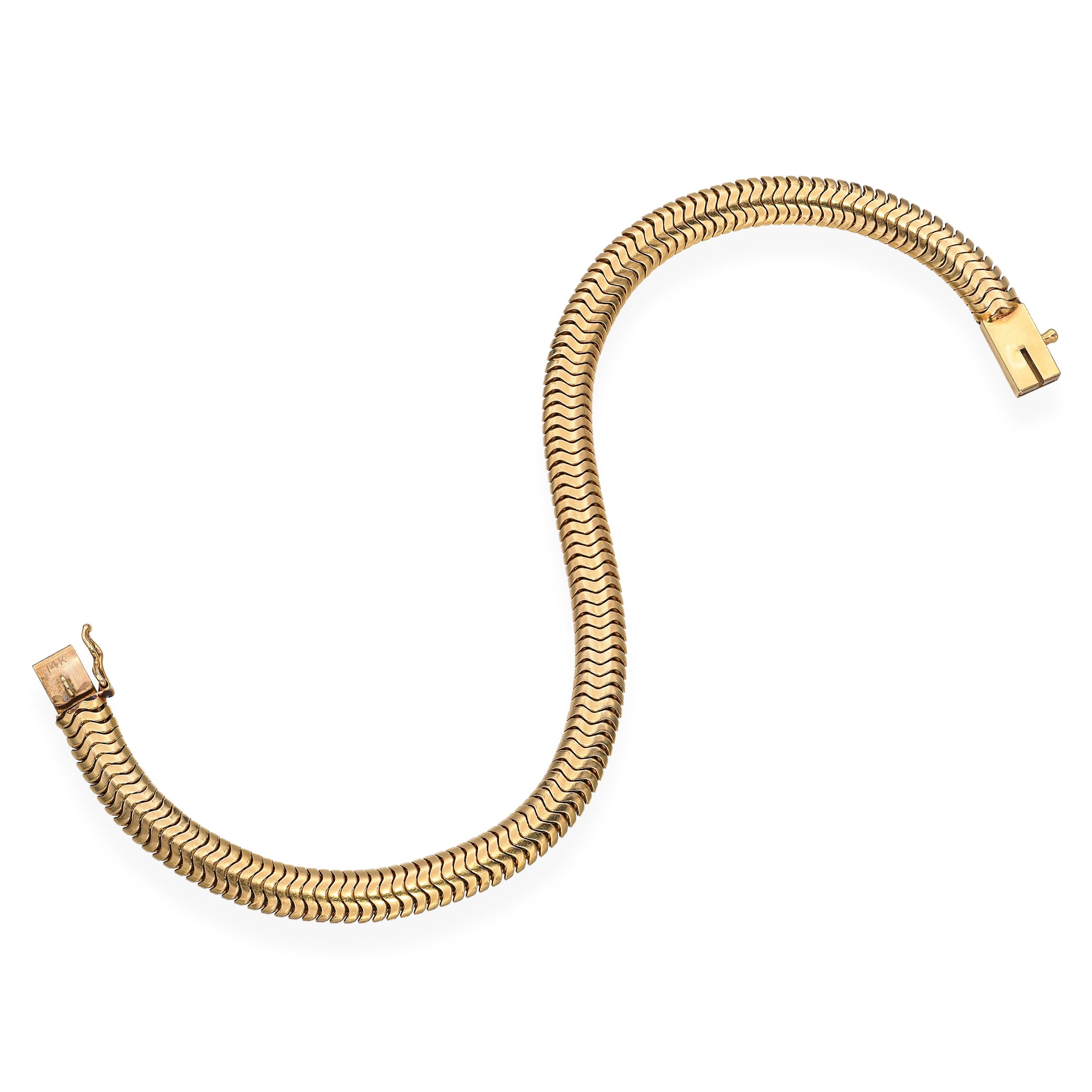 Vintage 14k Yellow Gold Snake Chain Bracelet