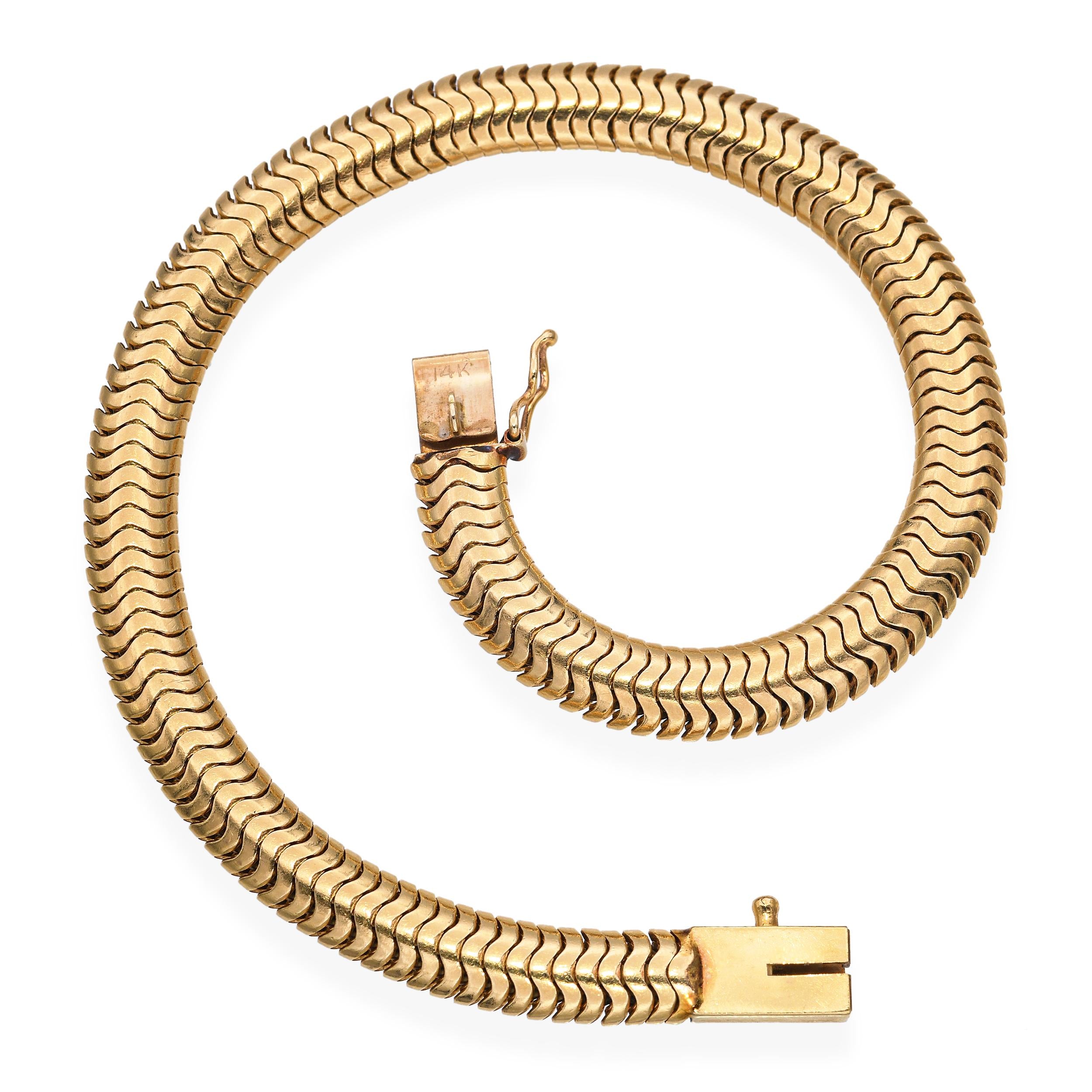 Vintage 14k Yellow Gold Snake Chain Bracelet