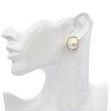 Vintage 14k Yellow Gold Mabe Pearl Earrings
