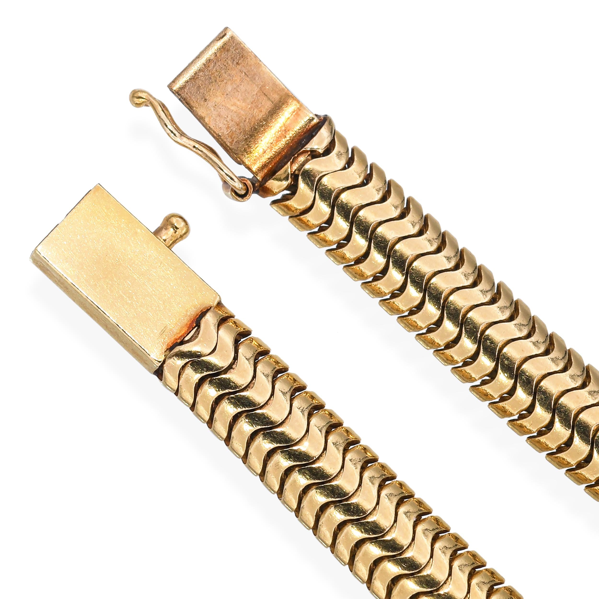 Vintage 14k Yellow Gold Snake Chain Bracelet