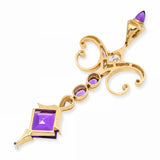 David Sacco 18k Yellow Gold Amethyst & Diamond Hand Fabricated Pendant