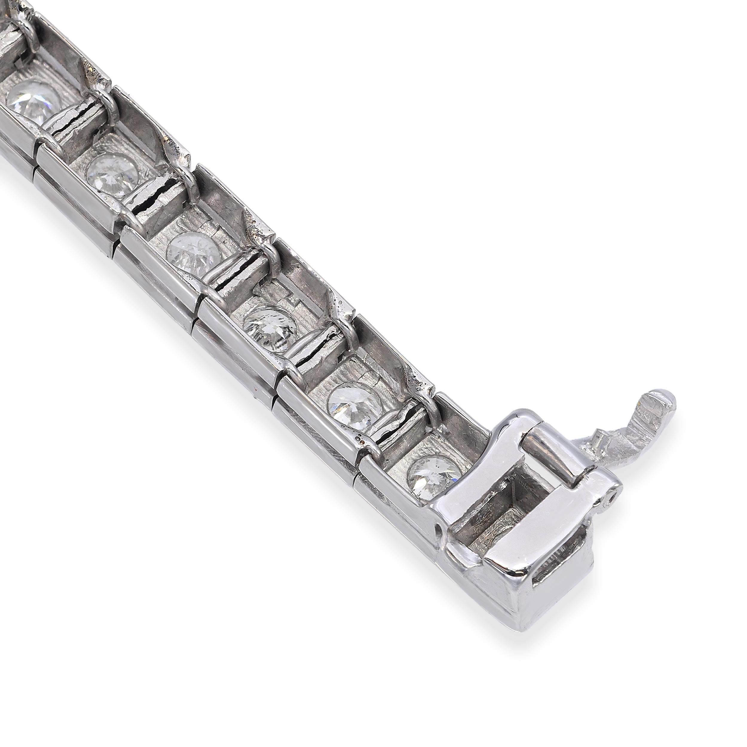Vintage 14k White Gold 3.48ctw Diamond Line Bracelet