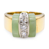 Pomellato 18K Yellow Gold Jadeite & .18tcw Diamond Ring