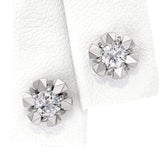 Vintage White Gold 0.50tcw Diamond Geometric Stud Earrings