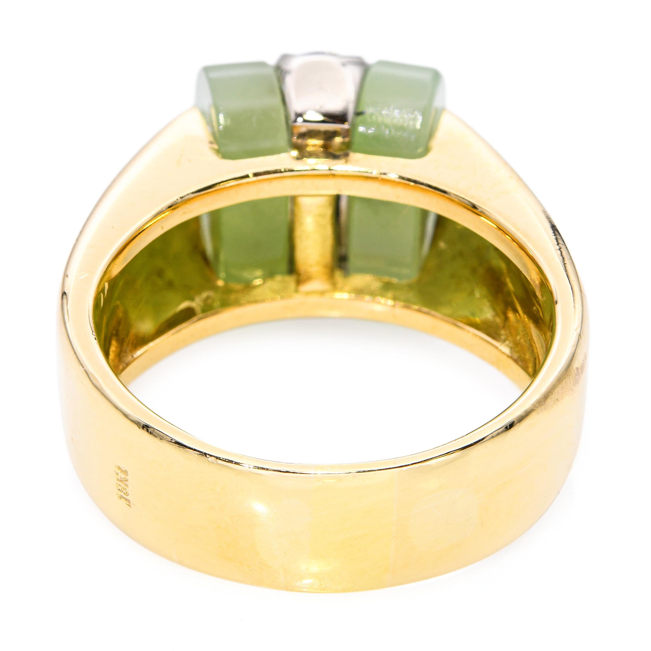 Pomellato 18K Yellow Gold Jadeite & .18tcw Diamond Ring