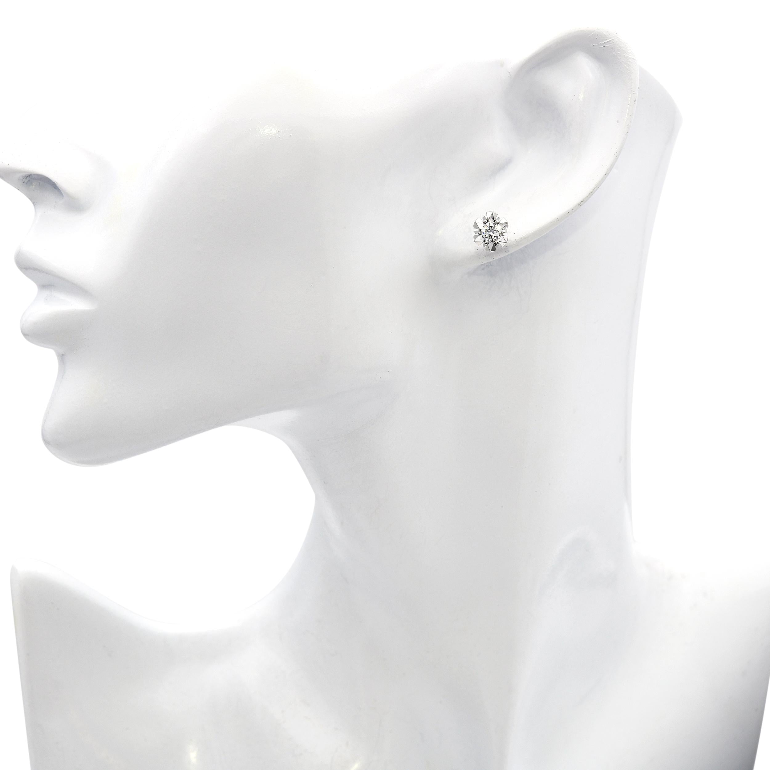 Vintage White Gold 0.50tcw Diamond Geometric Stud Earrings