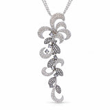 18k White Gold 3.56tcw Diamond Pave Floral Motif Pendant Necklace