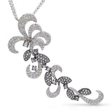 18k White Gold 3.56tcw Diamond Pave Floral Motif Pendant Necklace