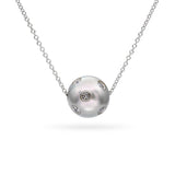 Platinum Pearl and Diamond Slider Pendant Necklace