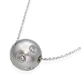 Platinum Pearl and Diamond Slider Pendant Necklace