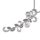18k White Gold 3.56tcw Diamond Pave Floral Motif Pendant Necklace