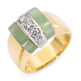 Pomellato 18K Yellow Gold Jadeite & .18tcw Diamond Ring