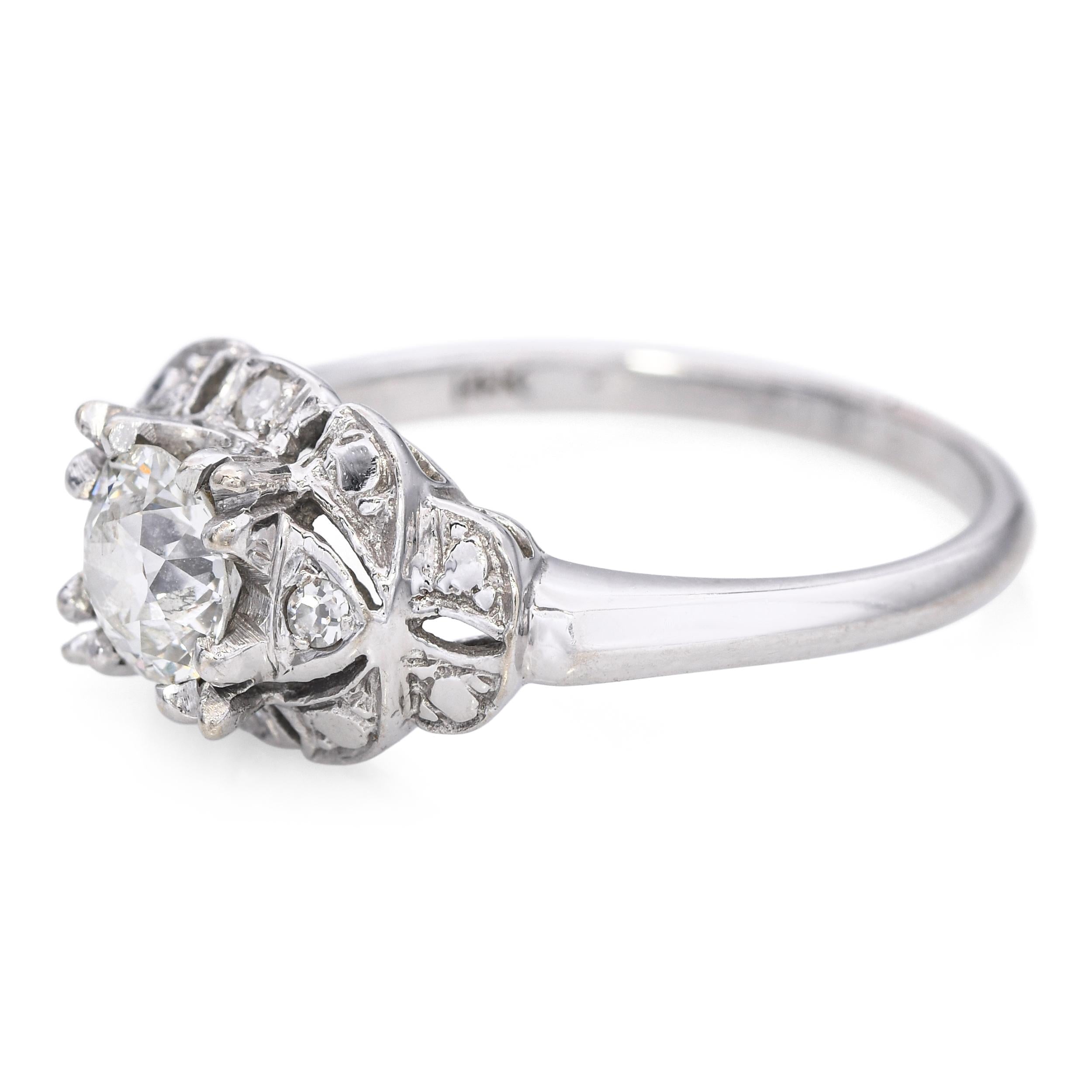 Vintage White Gold 0.76tcw Old Euro Diamond Ring