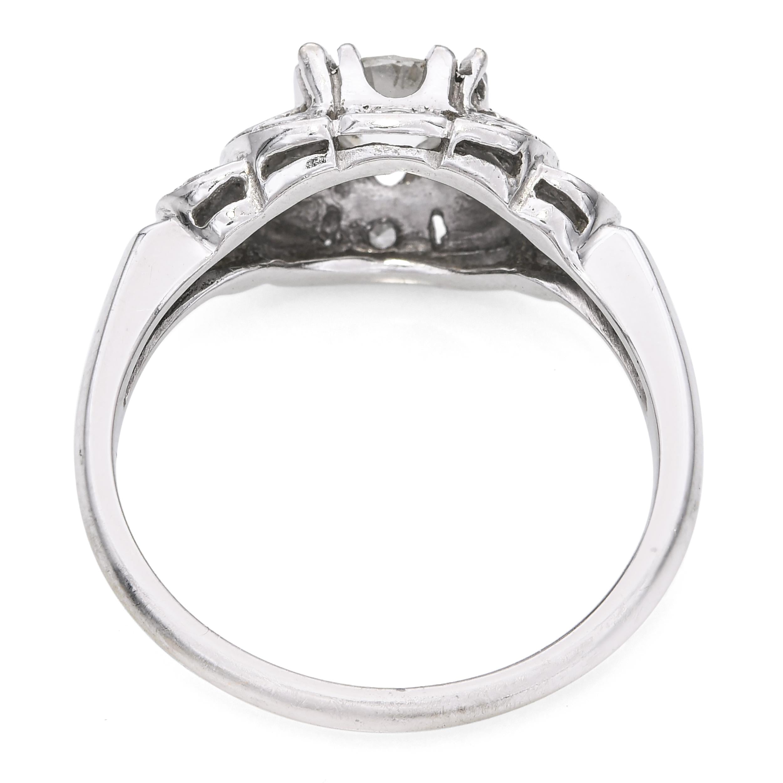 Vintage 14k White Gold 0.76tcw Old Euro Diamond Ring